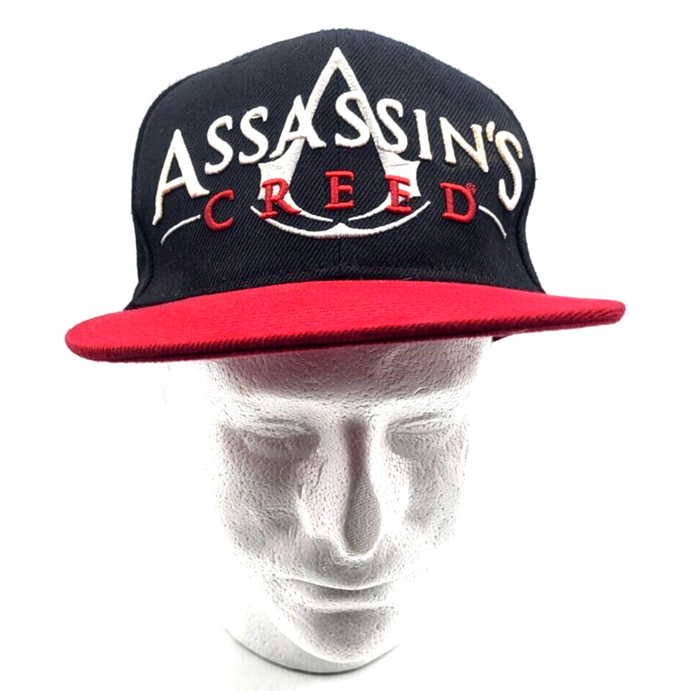 ASSASSINS CREED Flat Visor Cap Black and Red Snap Back Adjustable One Size